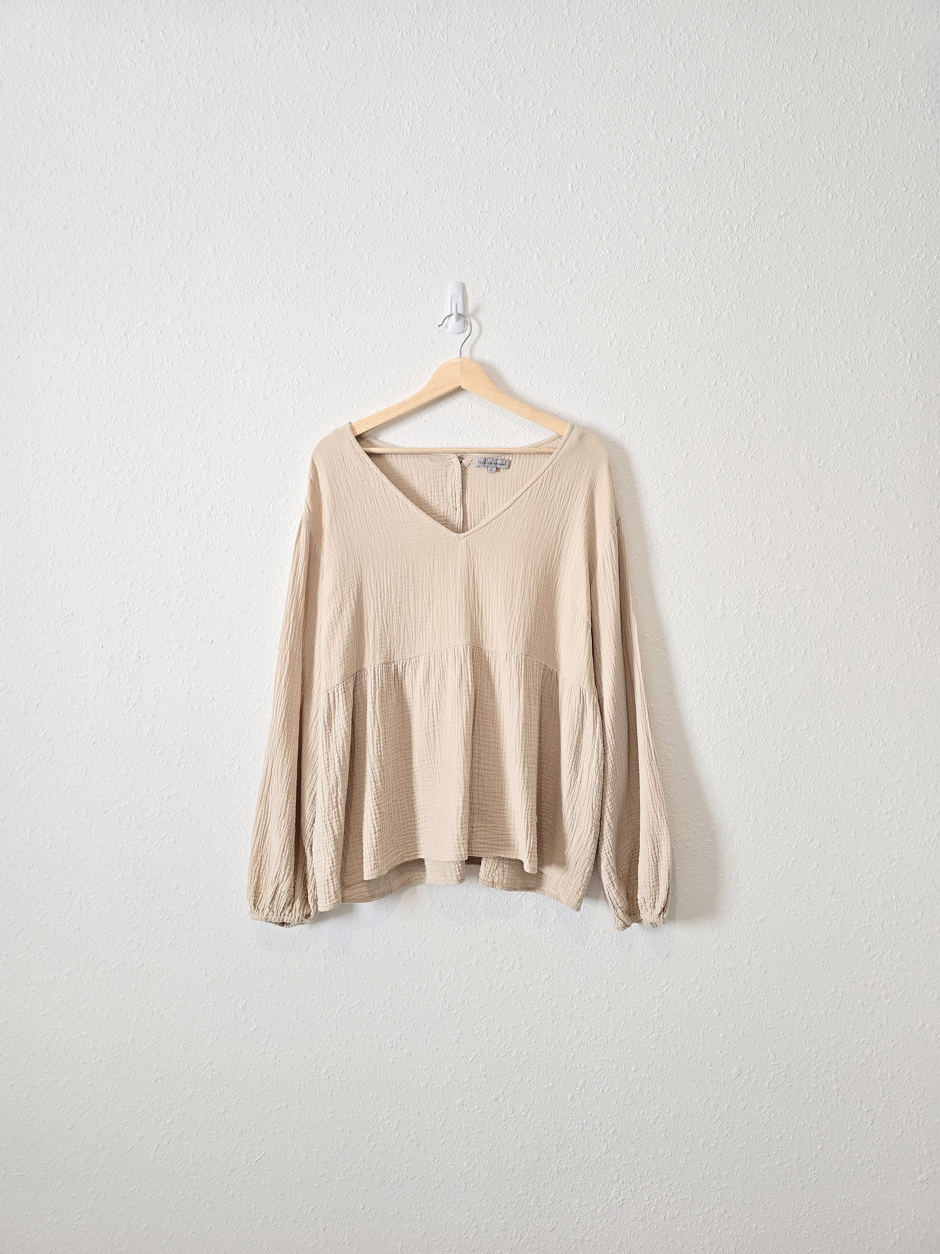 Wishlist Gauze Button Back Top (L)