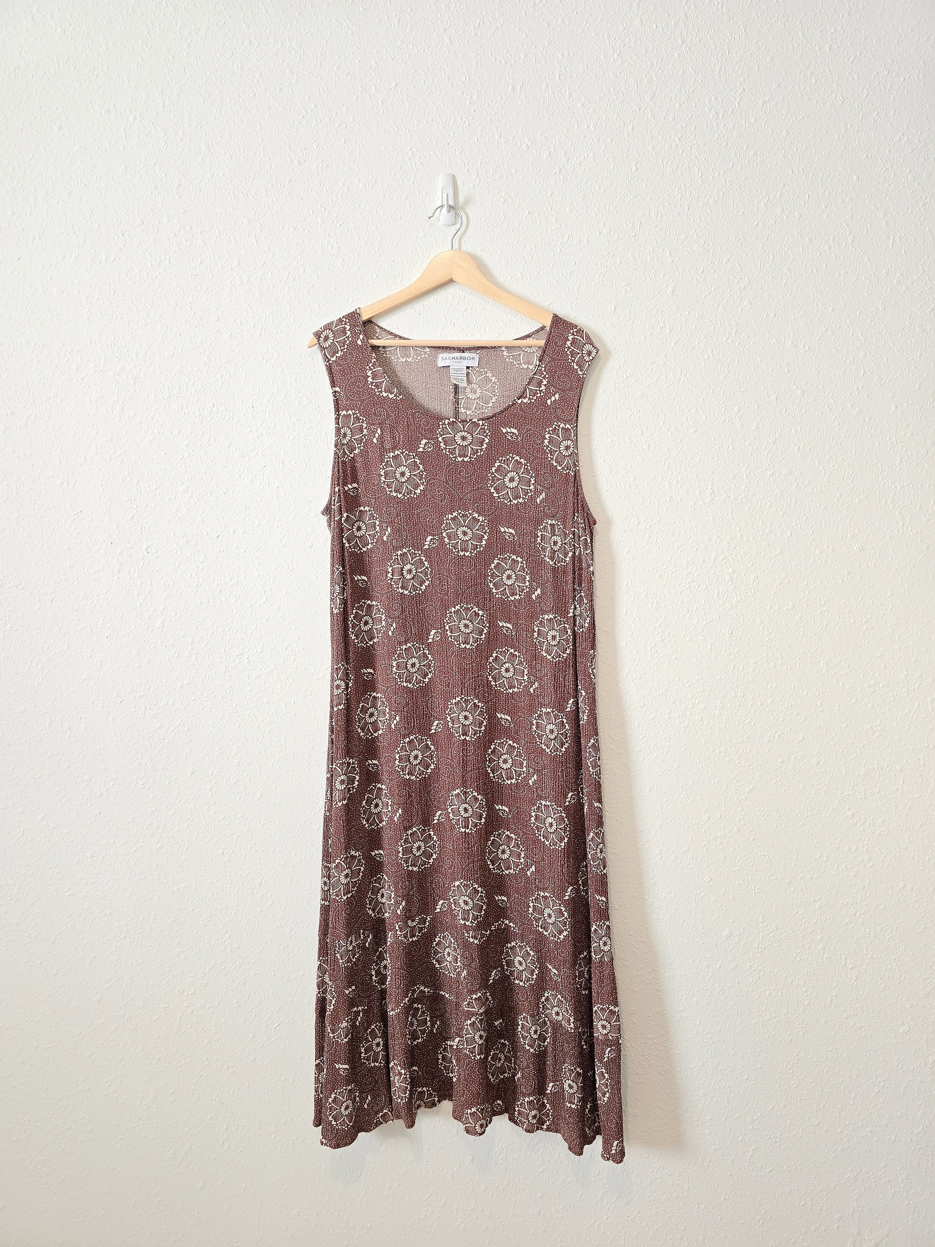 Vintage Brown Floral Dress (1X)