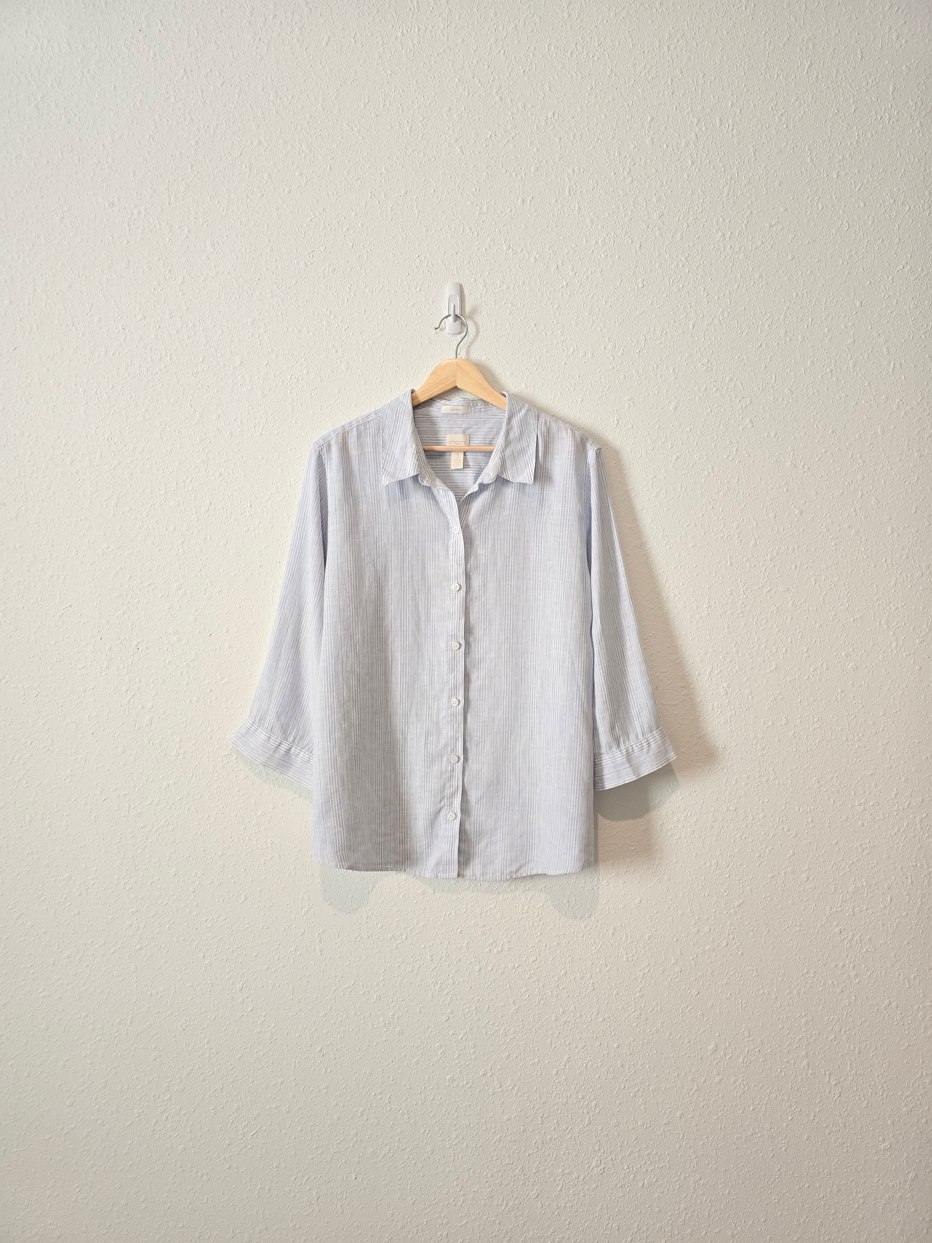 Striped 100% Linen Button Up (XL)