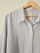 Striped 100% Linen Button Up (XL)