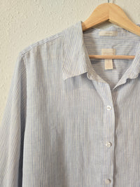 Striped 100% Linen Button Up (XL)