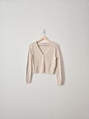 Cream Ribbed Knit Cardigan (M)