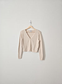 Cream Ribbed Knit Cardigan (M)