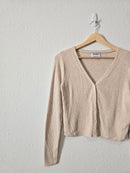 Cream Ribbed Knit Cardigan (M)