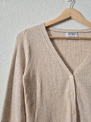 Cream Ribbed Knit Cardigan (M)