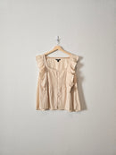 Cream Ruffle Cotton Tank (XL)