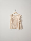 Cream Ruffle Cotton Tank (XL)