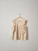 Cream Ruffle Cotton Tank (XL)