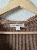 Brown Ribbed Collared Top (S)