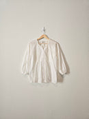 Anthropologie White Puff Sleeve Top (M)