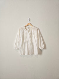 Anthropologie White Puff Sleeve Top (M)