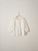 Anthropologie White Puff Sleeve Top (M)