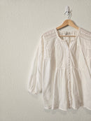 Anthropologie White Puff Sleeve Top (M)