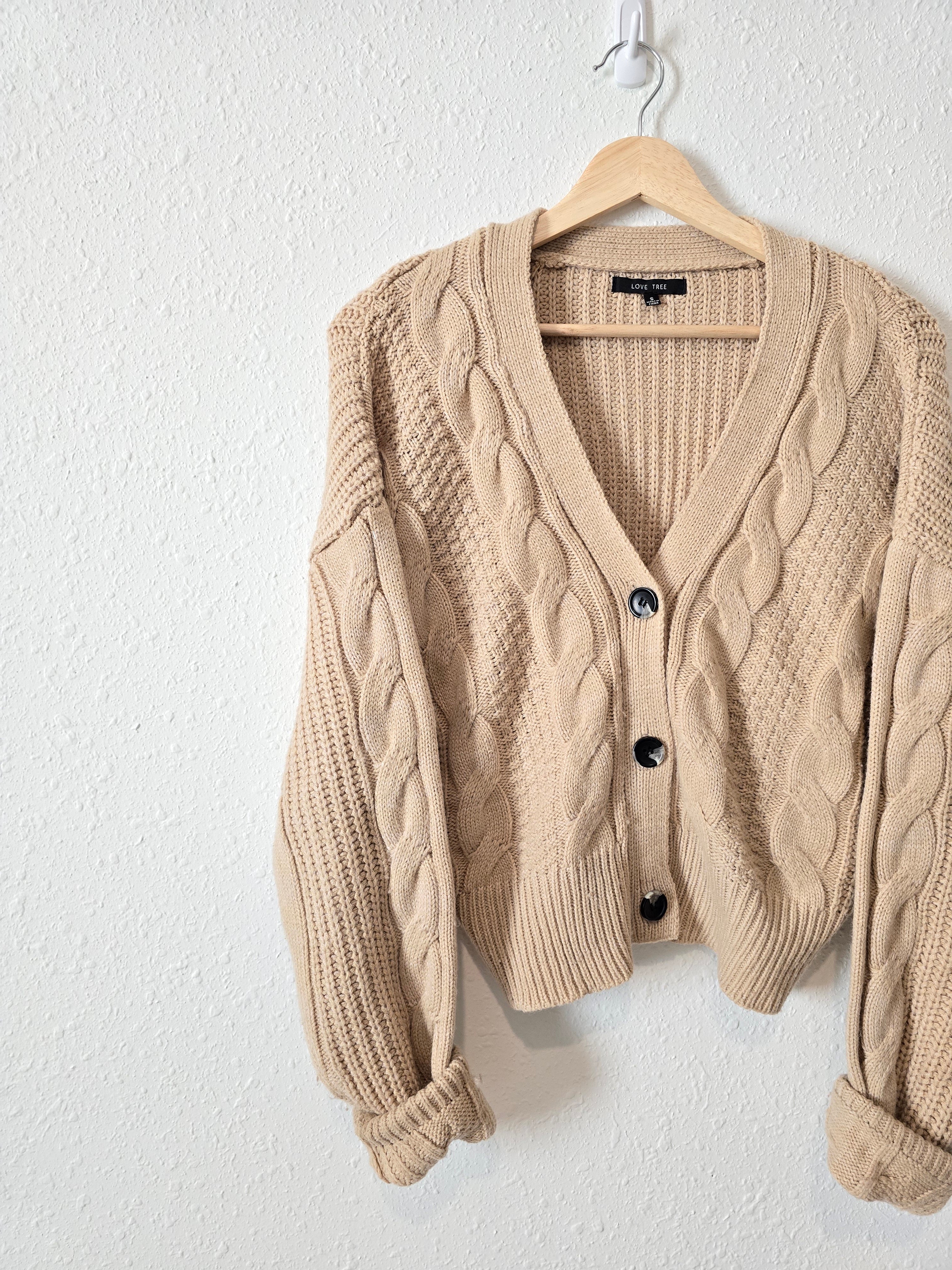 Cable Knit Button Up Sweater (S)