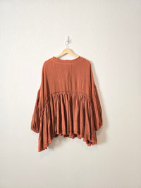 Free People Terracotta Gauze Top (XS)