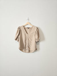 Linen Puff Sleeve Blouse (M)