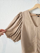 Linen Puff Sleeve Blouse (M)