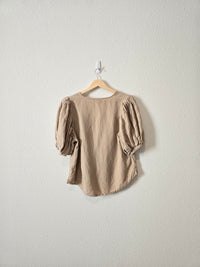 Linen Puff Sleeve Blouse (M)