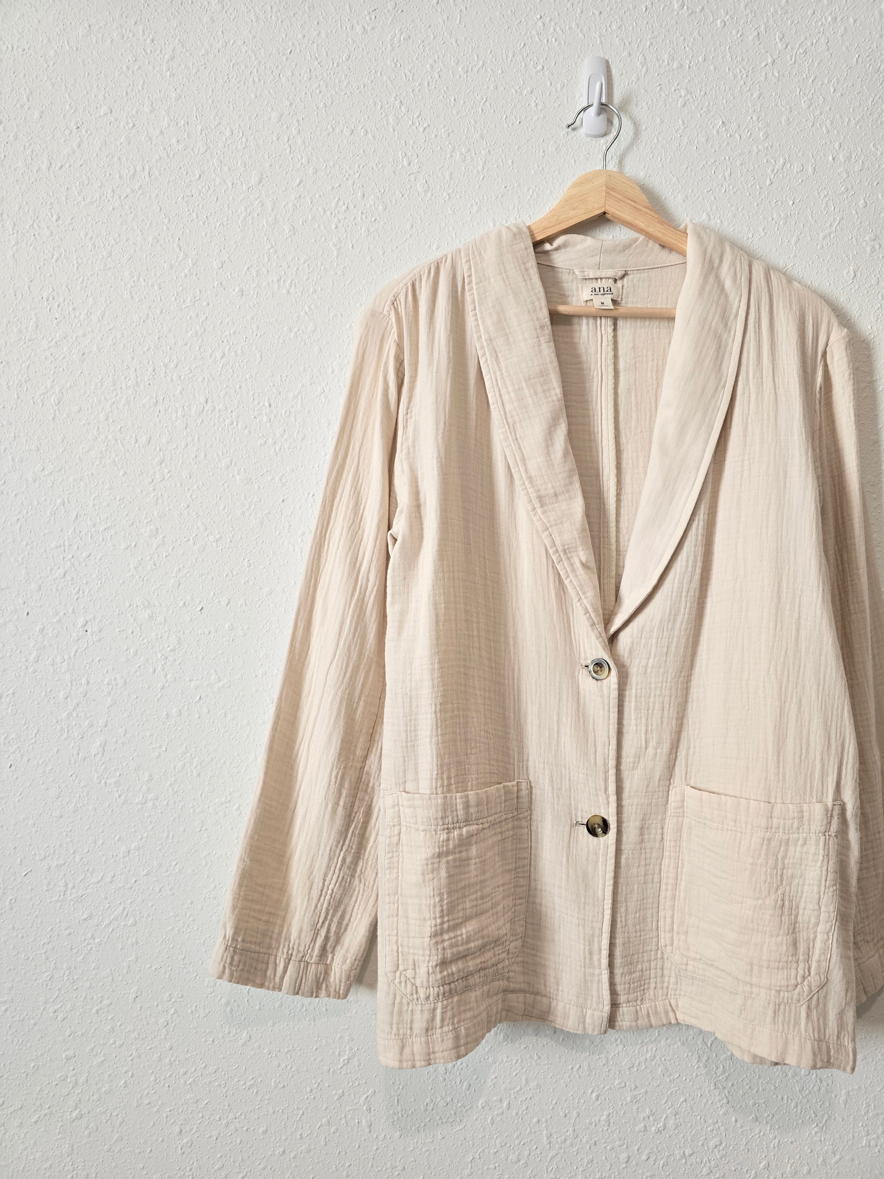 Neutral Gauze Blazer Top (M)