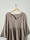 Taupe Linen Ruffle Dress (L)