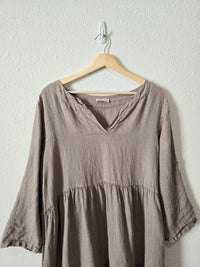 Taupe Linen Ruffle Dress (L)