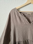 Taupe Linen Ruffle Dress (L)