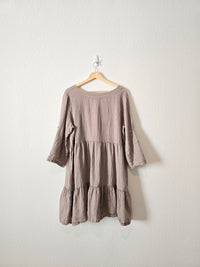 Taupe Linen Ruffle Dress (L)