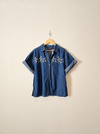 Vintage Floral Embroidered Button Up (2X)