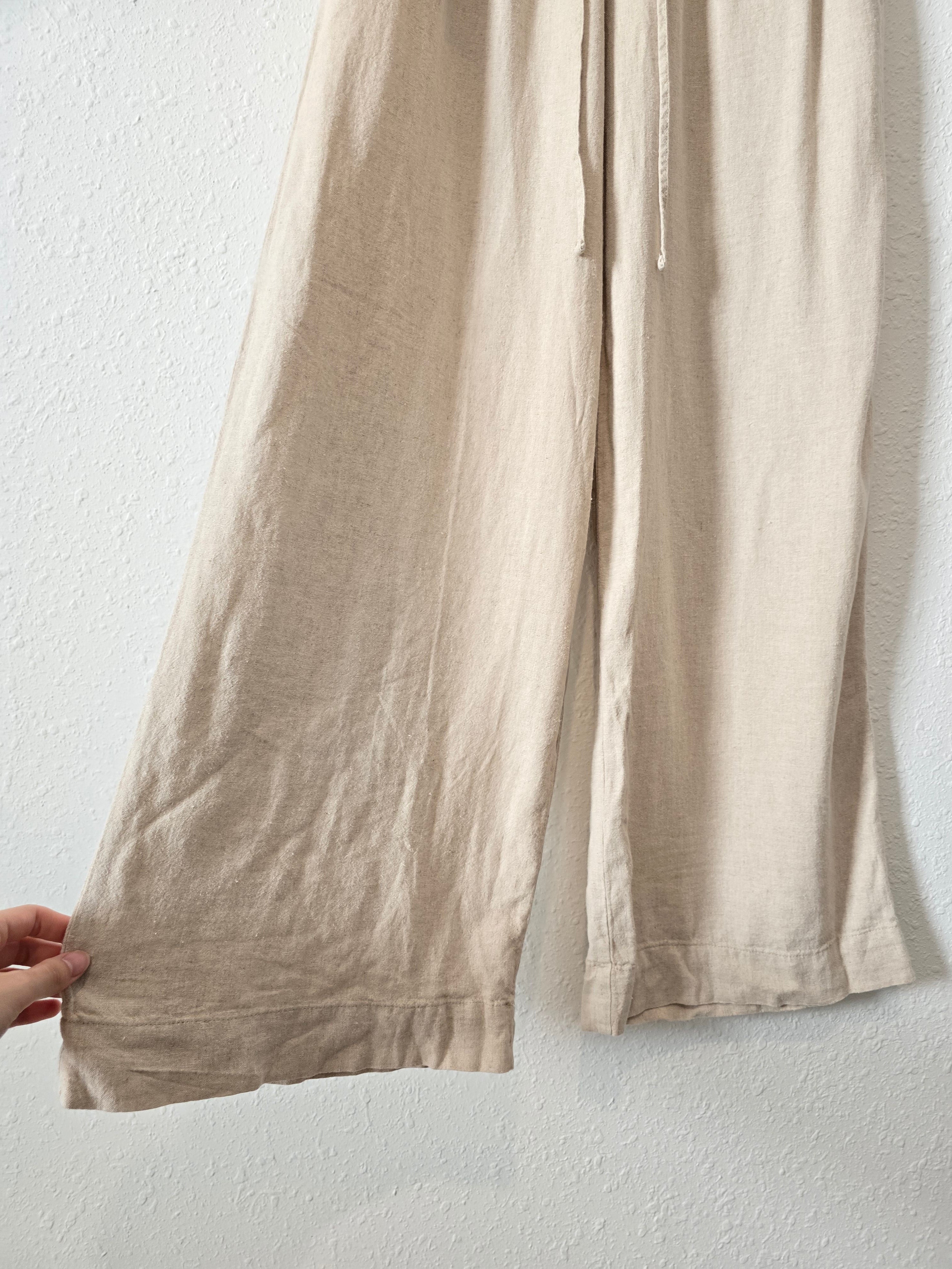 Linen Blend Wide Leg Pants (XS)