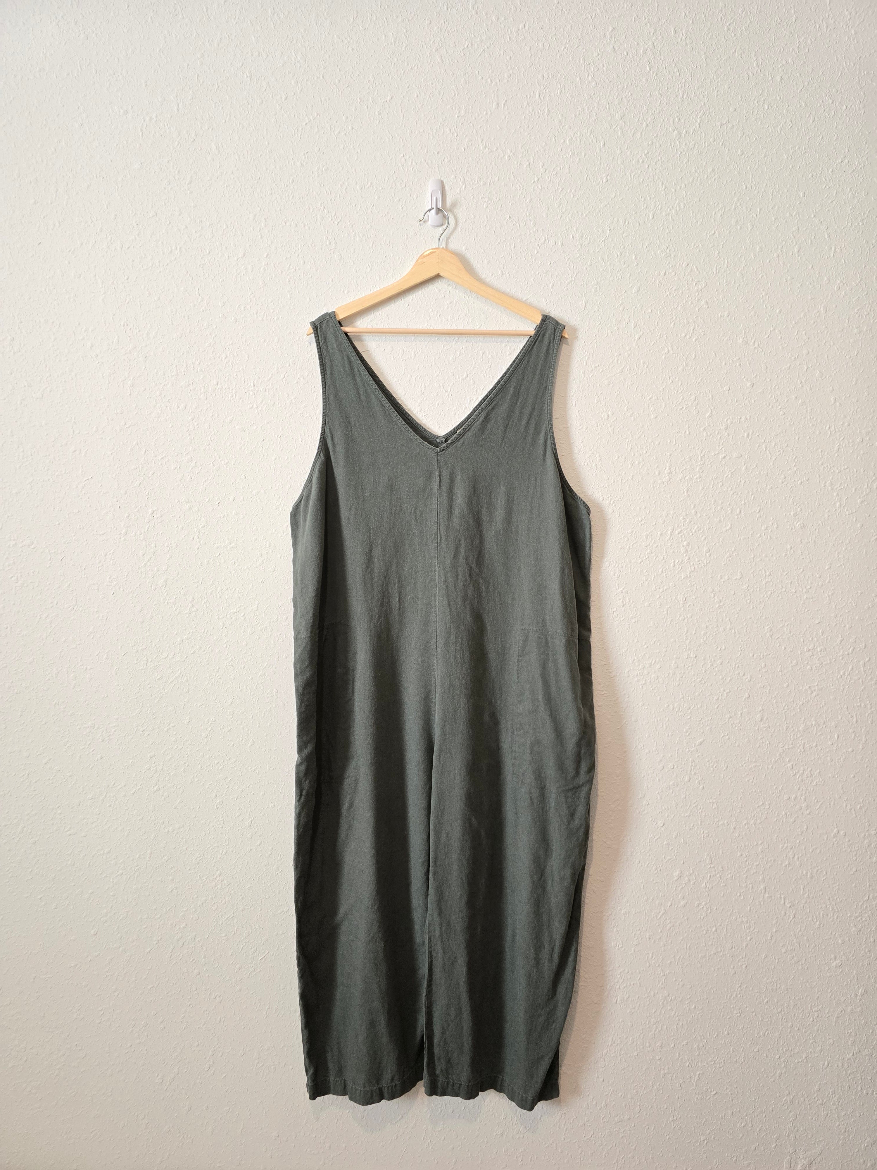 Green Linen Wide Leg Jumpsuit (XXL)