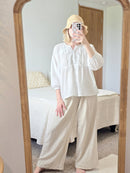 Linen Blend Wide Leg Pants (XS)