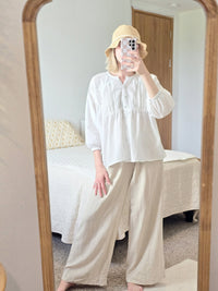 Linen Blend Wide Leg Pants (XS)