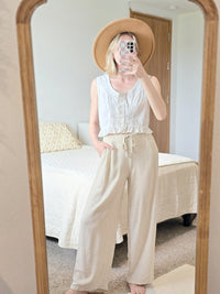 Oat Linen Wide Leg Pants (XS)