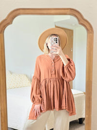 Free People Terracotta Gauze Top (XS)