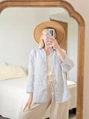 Striped 100% Linen Button Up (XL)