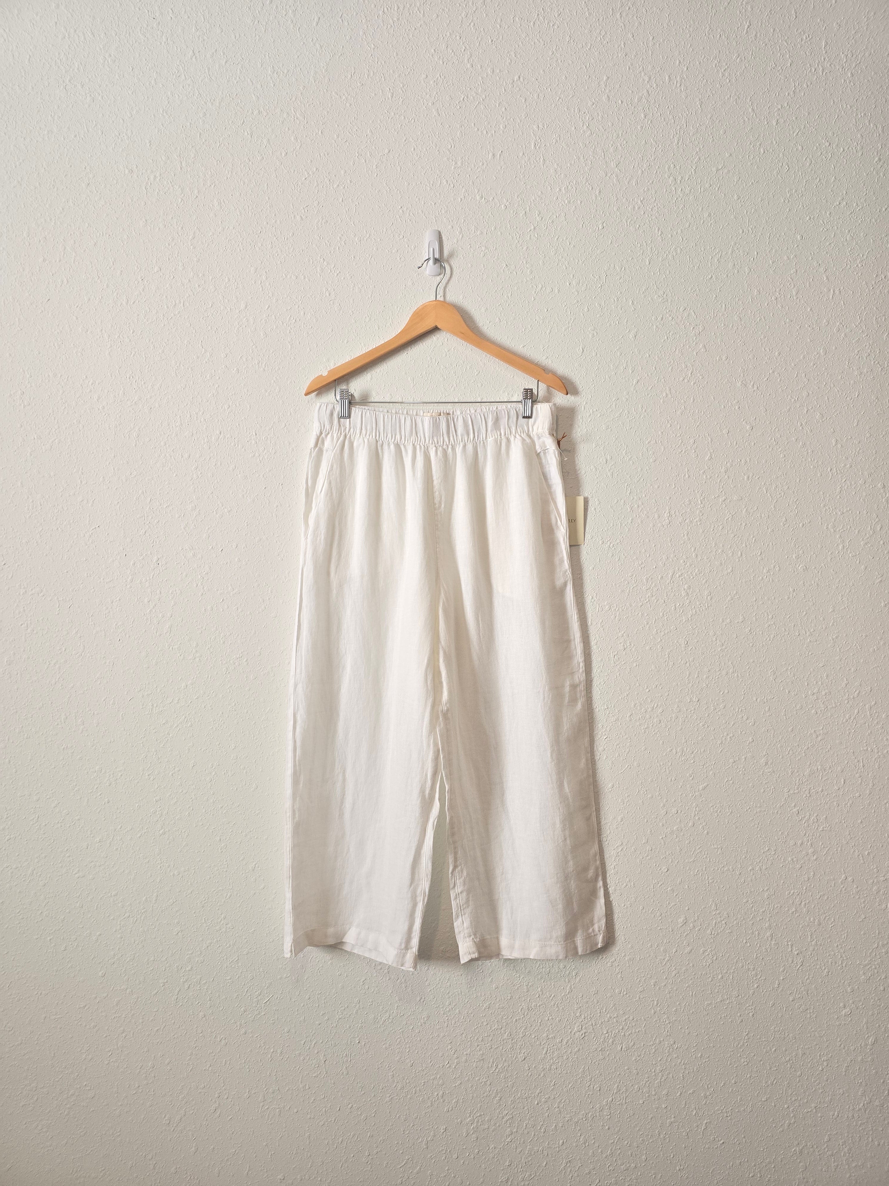 NEW White Linen Wide Leg Pants (L)