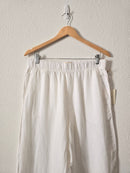 NEW White Linen Wide Leg Pants (L)