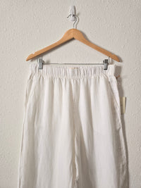 NEW White Linen Wide Leg Pants (L)