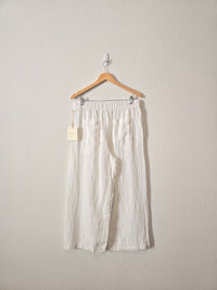 NEW White Linen Wide Leg Pants (L)