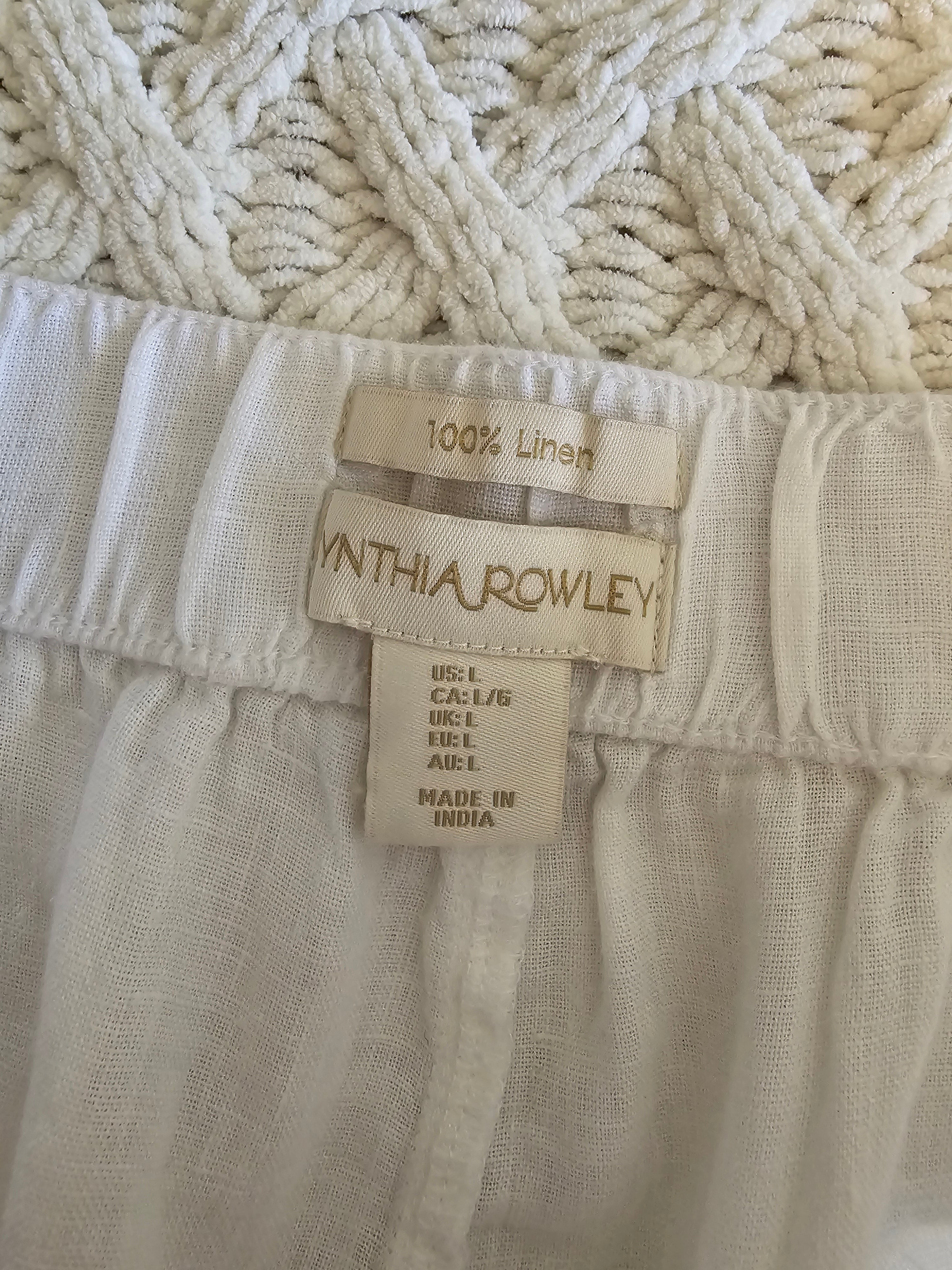 NEW White Linen Wide Leg Pants (L)