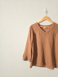 Brown 100% Linen Coastal Top (XS)