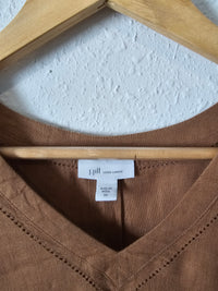 Brown 100% Linen Coastal Top (XS)