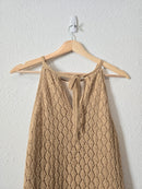 Neutral Crochet Knit Maxi Dress (M)