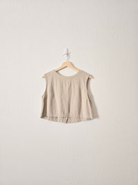 Linen Blend Button Back Tank (S)