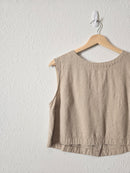 Linen Blend Button Back Tank (S)