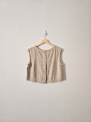 Linen Blend Button Back Tank (S)