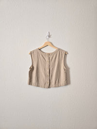 Linen Blend Button Back Tank (S)