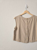 Linen Blend Button Back Tank (S)