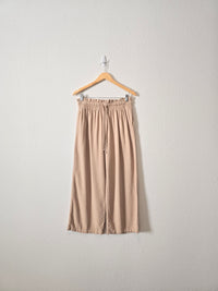 Linen Blend Wide Leg Pants (L)