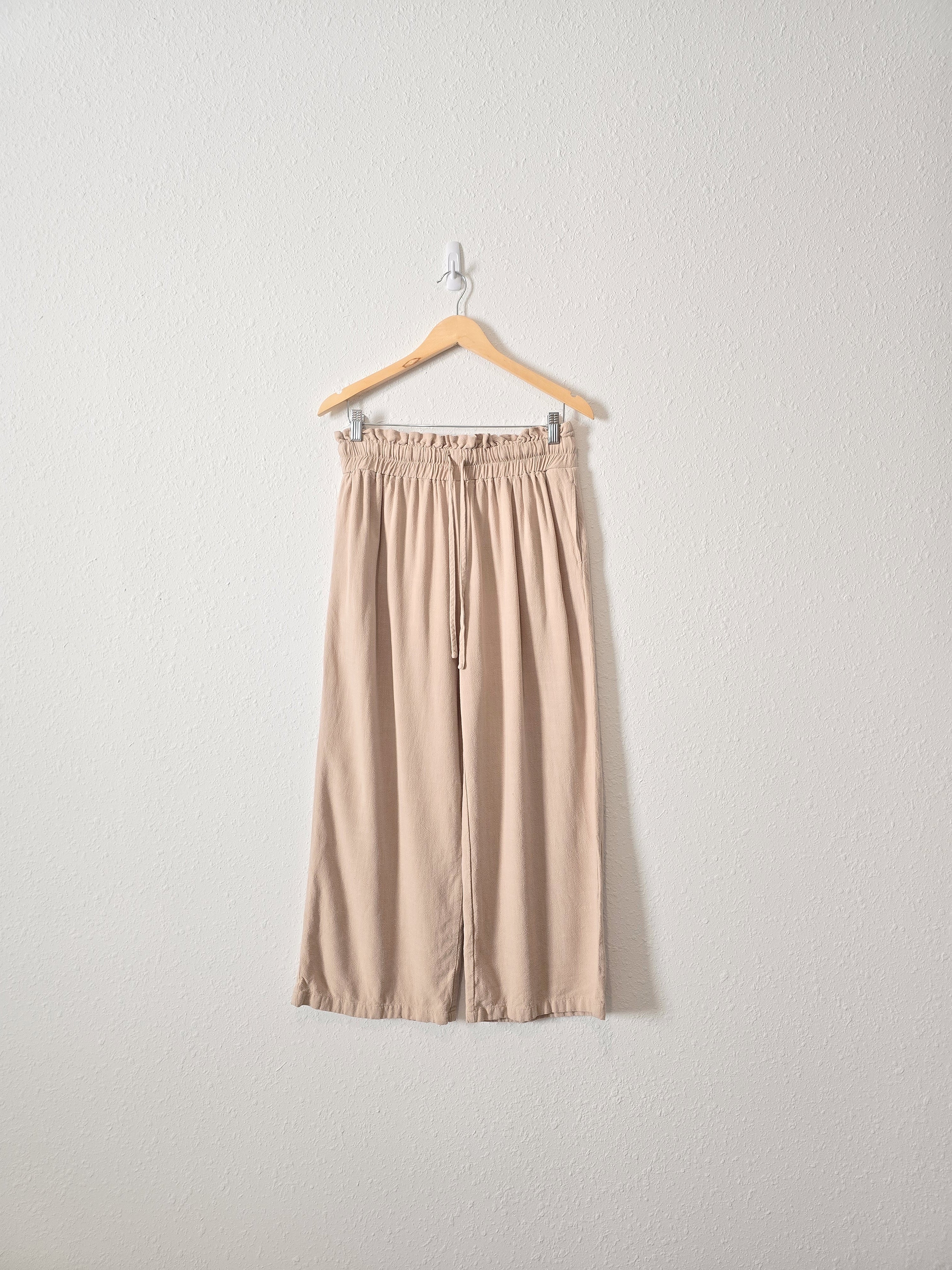 Linen Blend Wide Leg Pants (L)